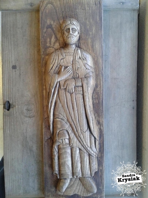 Jose María. Alto relieve. Modelo románico. Talla en madera de roble. Collado Villalba 2017.