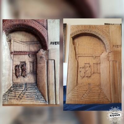 Bajo relieve en madera de cerezo. Policromado. JAMS. 2018