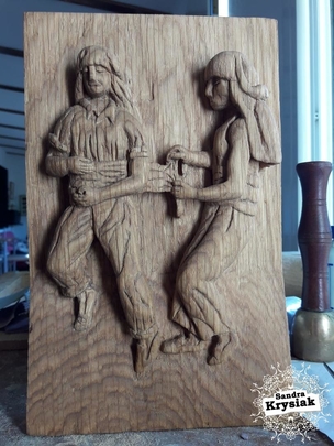 Adelaida, relieve tallado en madera de roble. 2018