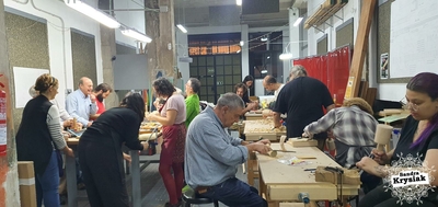 En pleno trabajo.